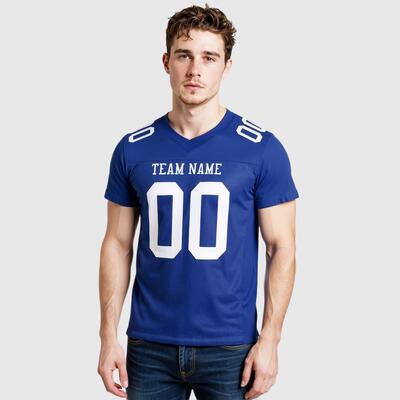 Sapphire Blue Football Jersey Reflective Accent Stripes, Player-Specific Fit Tailoring