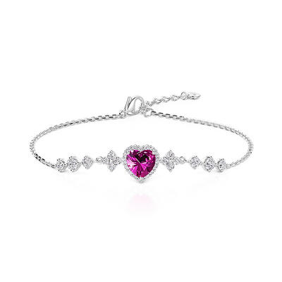 Jeulia Halo Heart Bracelet in Sterling Silver