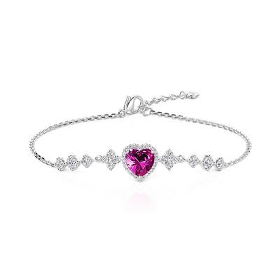 Jeulia Halo Heart Bracelet in Sterling Silver