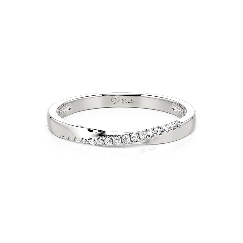 Jeulia Damen Ehering Simple Twist Silber Pavé