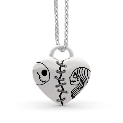 Jeulia "Magic of Love" Skull Couple Sterling Silver Necklace