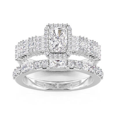 Jeulia Vintage Multi Row Radiant Cut Bridal Set 2PCS