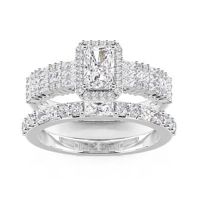 Jeulia Vintage Multi Row Radiant Cut Bridal Set 2PCS