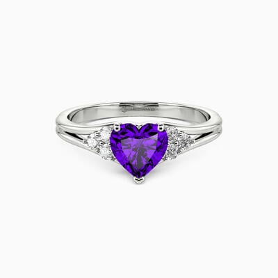 "Two Souls One Heart" 0.8ct Heart Cut Cluster Side Stone Engagement Ring
