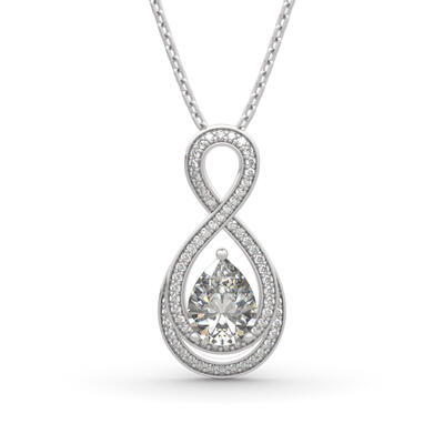 Jeulia "Infinity Love" Pear Cut Sterling Silver Necklace