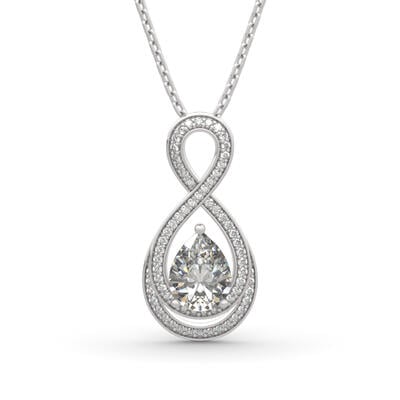 Jeulia "Infinity Love" Pear Cut Sterling Silver Necklace