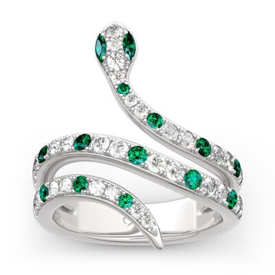 Jeulia Snake Shape Sterling Silver Cocktail Ring
