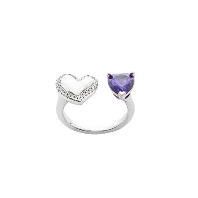 Jeulia Double Heart Sparkling Sterling Silver Ring