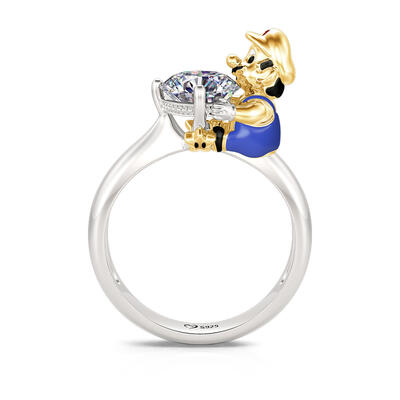 Jeulia Hug Me "Super Plumber" Round Cut Sterling Silver Ring