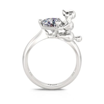Jeulia Hug Me "Elegant Poodle" Round Cut Sterling Silver Ring
