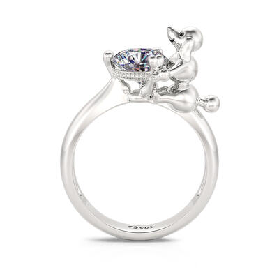 Jeulia Hug Me "Elegant Poodle" Round Cut Sterling Silver Ring