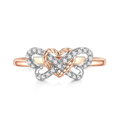 Jeulia Women Wedding Band Infinity Heart Butterfly Silver