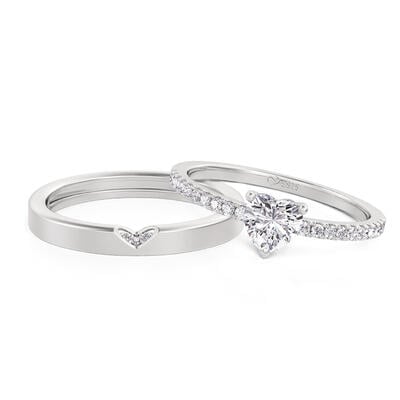 Jeulia Classic Custom Heart Couple Rings