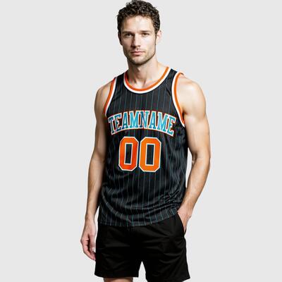 Custom Pinstripe Authentic Basketball Jersey - Black Fabric, Crisp Stripes, Fashion Fit