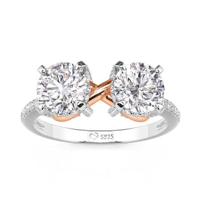 Jeulia Two Tone Two Stone Infinity Engagement Ring
