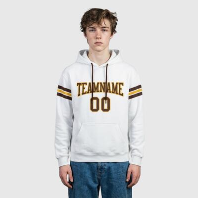 Custom Stitched White Football Pullover Sweatshirt Hoodie Comfortable Soft Ideal for Football Custom Team Logo & Number
