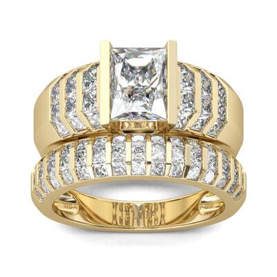 Jeulia Thick Radiant Cut Sterling Silver Ring Set