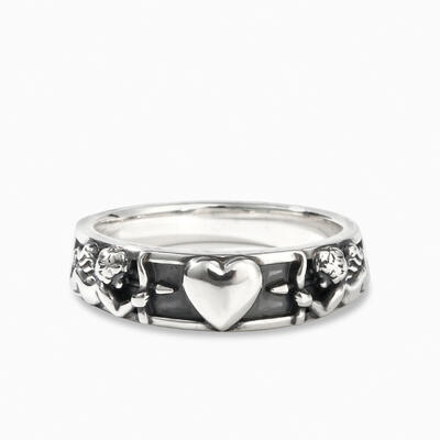 Jeulia "Cupid's Arrow" Heart Sterling Silver Ring