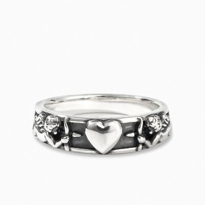 Jeulia "Cupid's Arrow" Heart Sterling Silver Ring