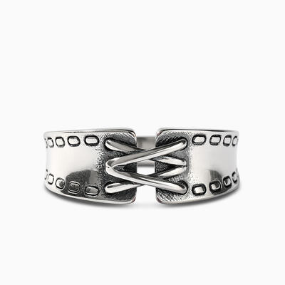 Jeulia "Punk Style" Belt Design Sterling Silver Ring