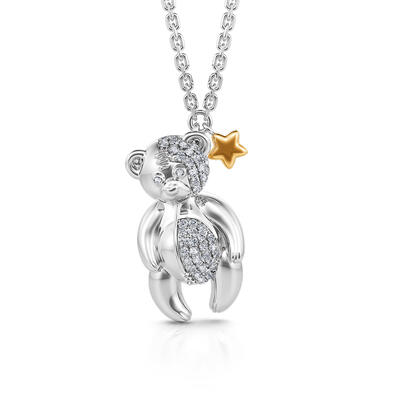 Jeulia "Adorable Bear" Sterling Silver Necklace