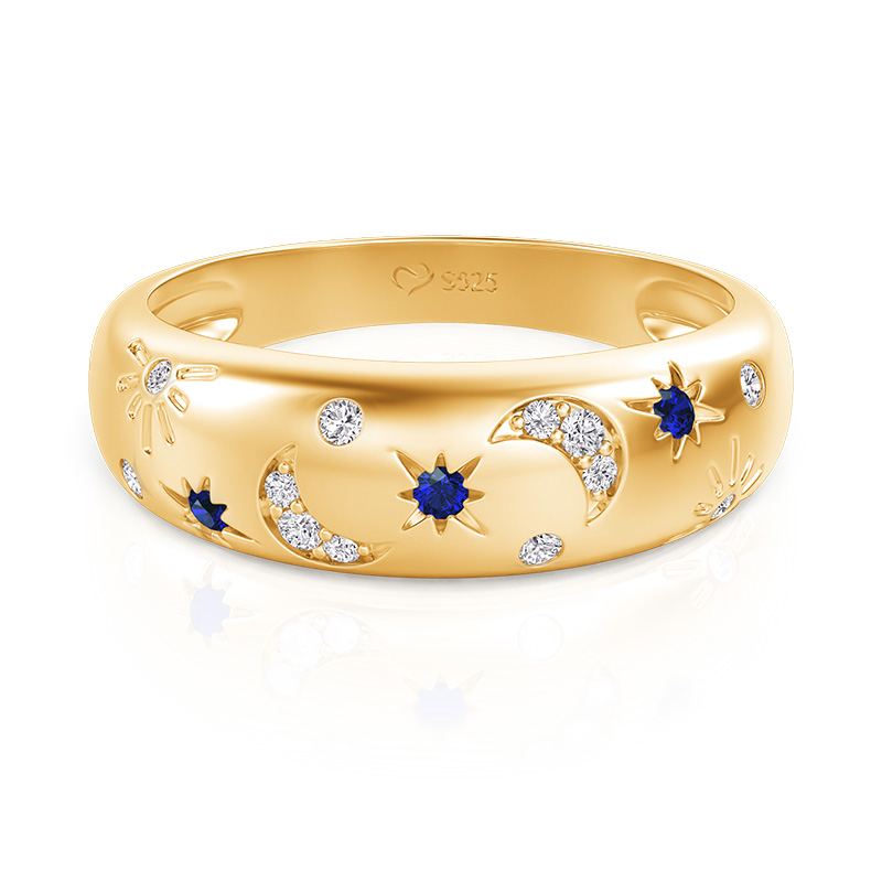 Jeulia Everyday Sun Moon and Star Dome Ring for Women