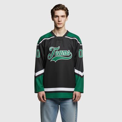 Custom Black Hockey Lace Neck Cotton Club Jersey