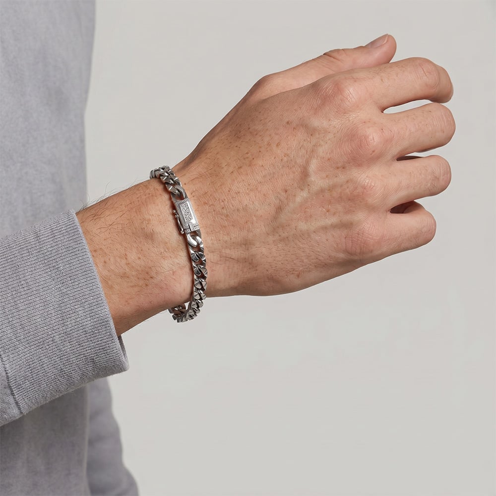 "Shadow Code" 7mm 925 Silver Cuban Link Bracelet