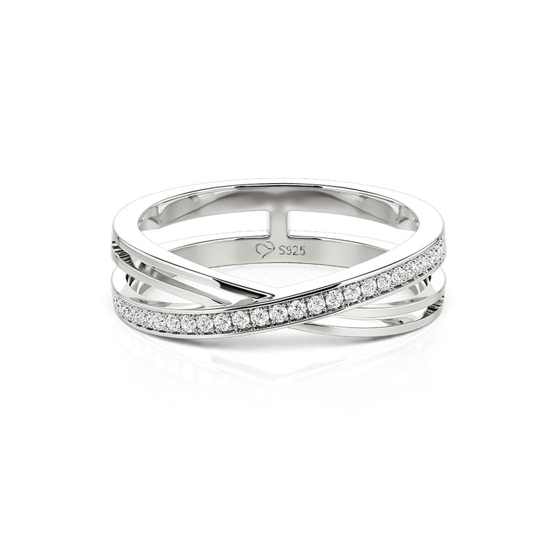 Jeulia Twist Half Eternity Crossover Ring for Women