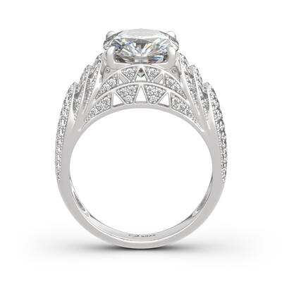 Jeulia "Chrysler Building" Cushion Cut Sterling Silver Ring