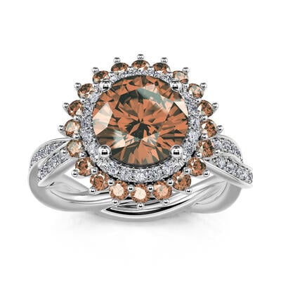 Jeulia "Delicious Coffee" Round Cut Sterling Silver Rotating Soothe Ring
