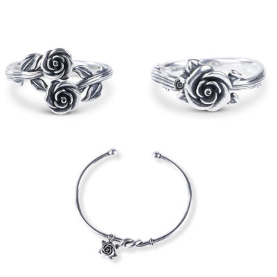 Jeulia Romantic Rose Sterling Silver jewelry Set