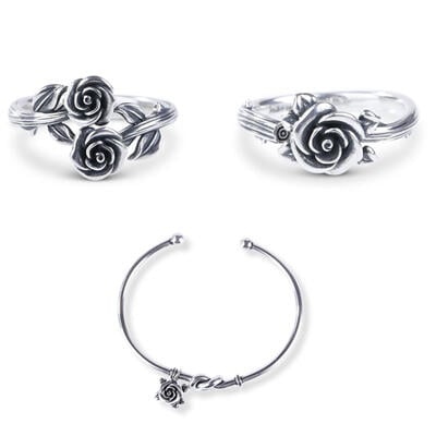 Jeulia Romantic Rose Sterling Silver jewelry Set