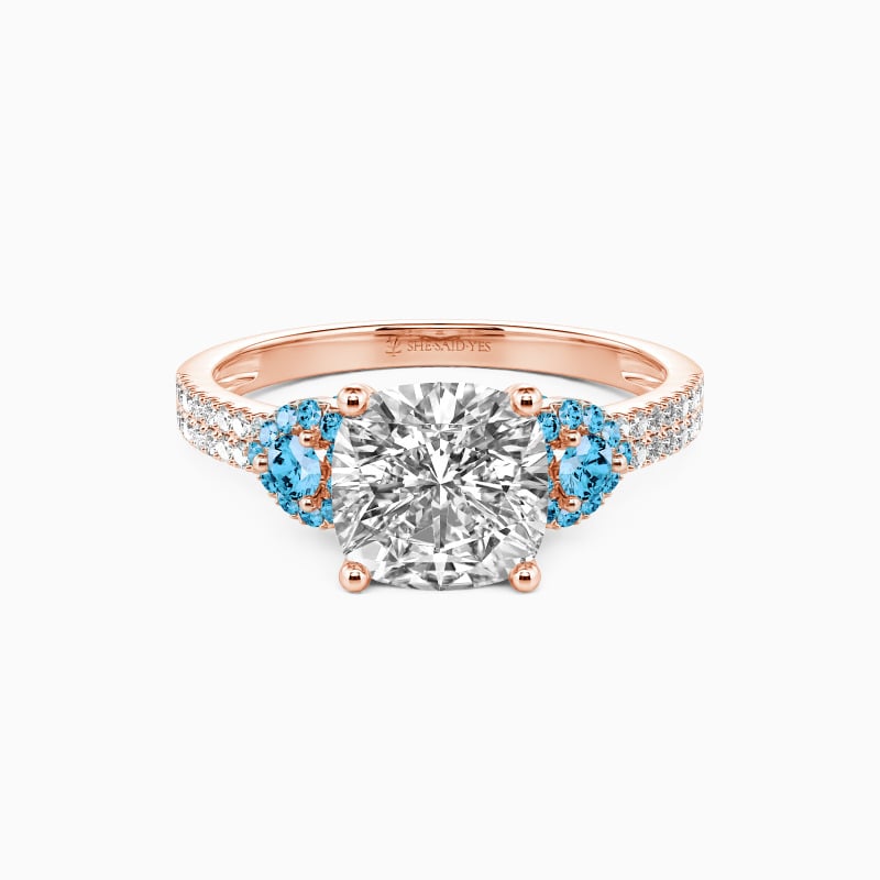 "Grow Old with Me" 2.5ct Cushion Cut Side Stone Engagement Ring