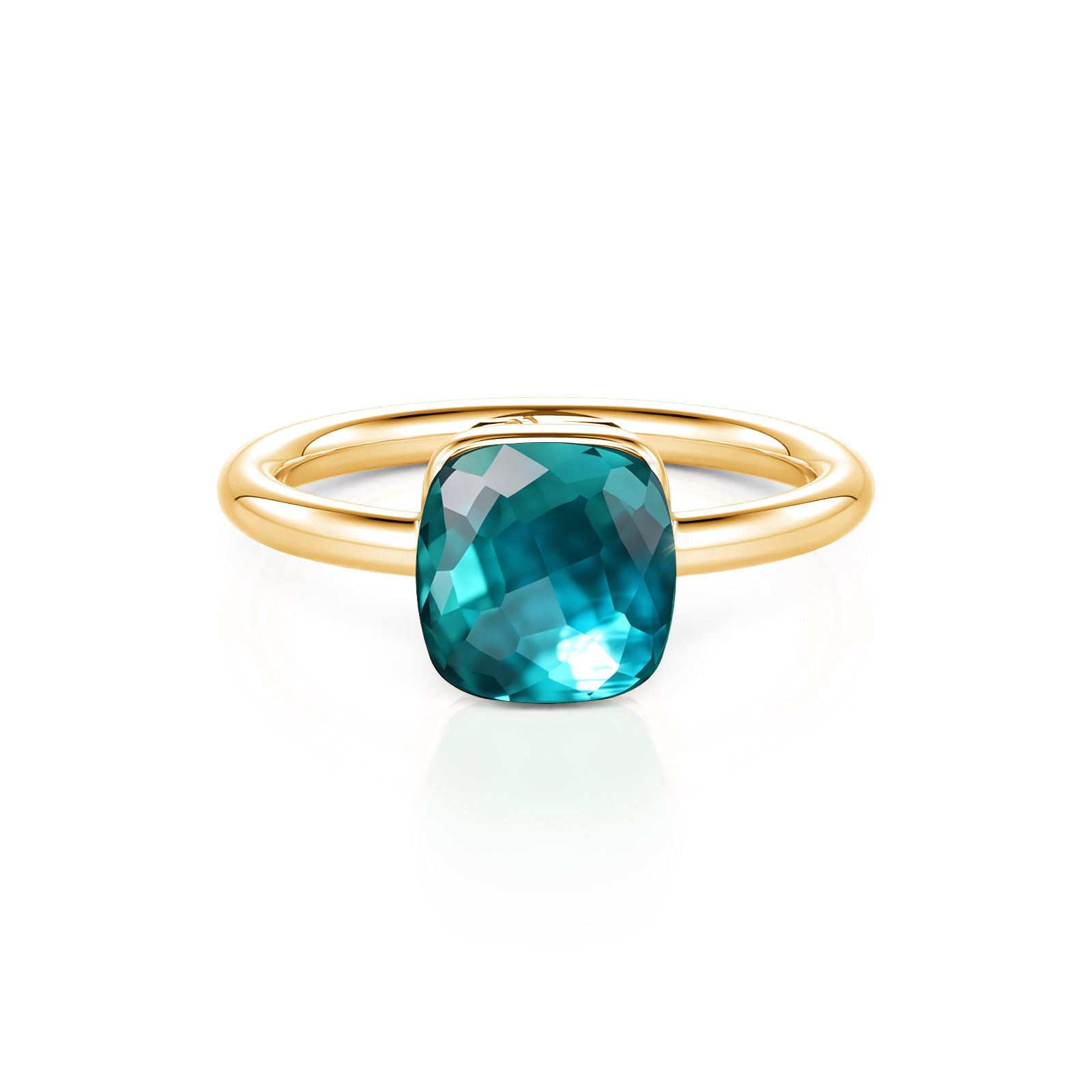 Jeulia Bague Solitaire Topaze Bleue de Londres Taille Coussin Or