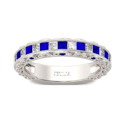Jeulia Classic Princess Cut Sterling Silver Women's Band