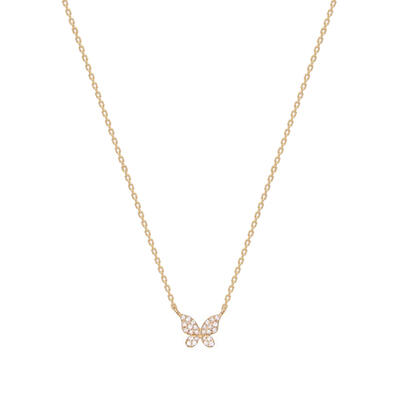 Jeulia Butterfly Round Cut Sterling Silver Necklace