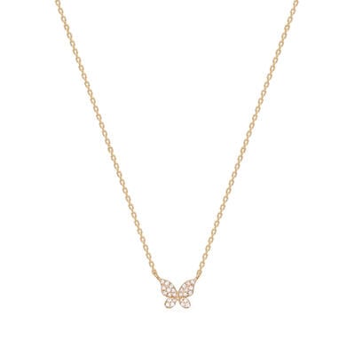 Jeulia Butterfly Round Cut Sterling Silver Necklace