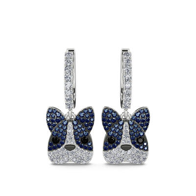 Jeulia Smart French Bulldog Sterling Silver Drop Earrings