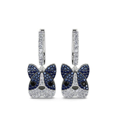 Jeulia Smart French Bulldog Sterling Silver Drop Earrings