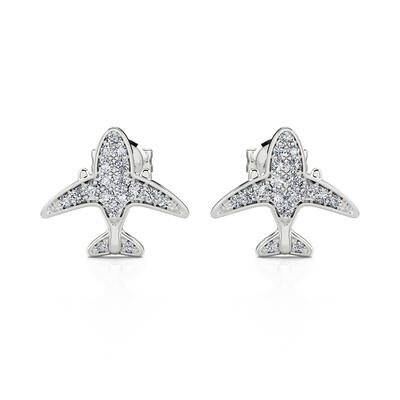 Jeulia "Flying Airplane" Sterling Silver Stud Earrings