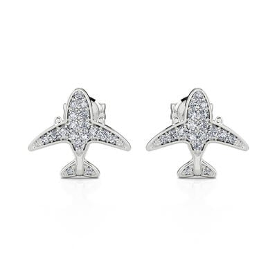 Jeulia "Flying Airplane" Sterling Silver Stud Earrings