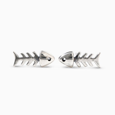 Jeulia "Cartoon Style" Fishbone Sterling Silver Earrings