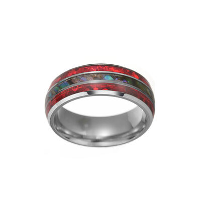 Jeulia Abalone Shell Titanium Steel Men's Band