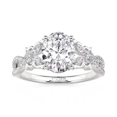 Jeulia Anillo de Compromiso Ovalado Torcido Inspirado en Mariposas