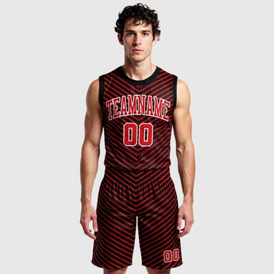 Custom Red Red-Black Round Neck Sublimation Basketball Suit Jersey
