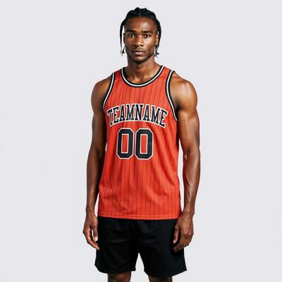 Custom Pinstripe Orange Basketball Jersey - Authentic Quality, Sleek Stripes, Player Name Print