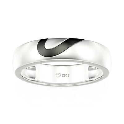 Jeulia Heart Shape Sterling Silver Men's Band