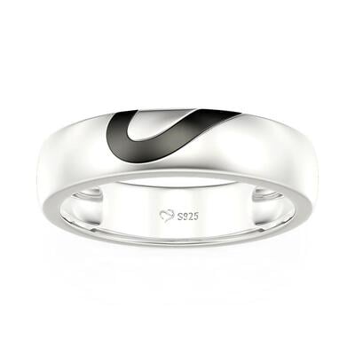 Jeulia Heart Shape Sterling Silver Men's Band