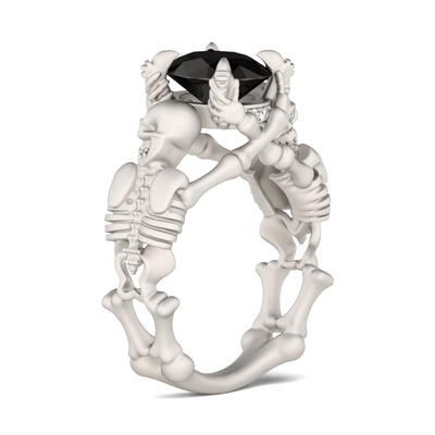 Jeulia Skeleton Oval Cut Sterling Silver Skull Ring